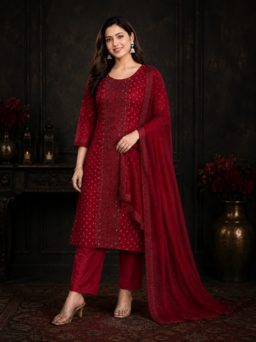 Crimson Noor Suit Set
